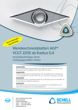 AGP indexable inserts VCGT 2205 from radius 0.4 – made by Schell