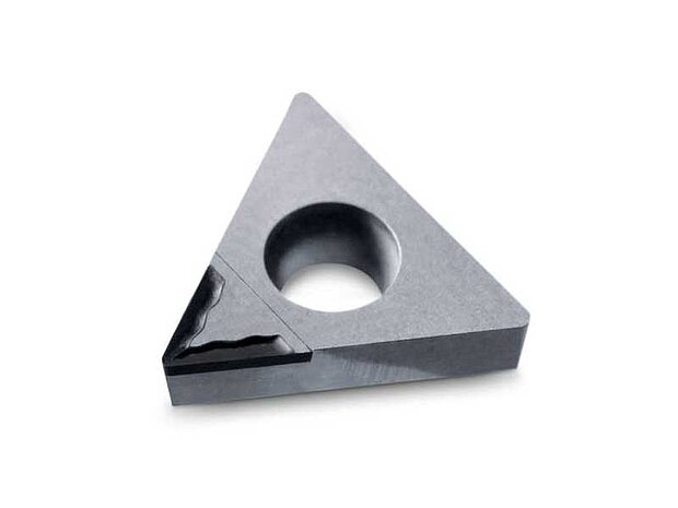 PCD indexable insert with lasered cutting edge, clearance angle and chip breaker