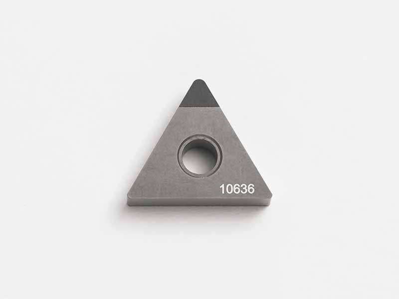 CBN equipped TNGA indexable insert on carbide base body